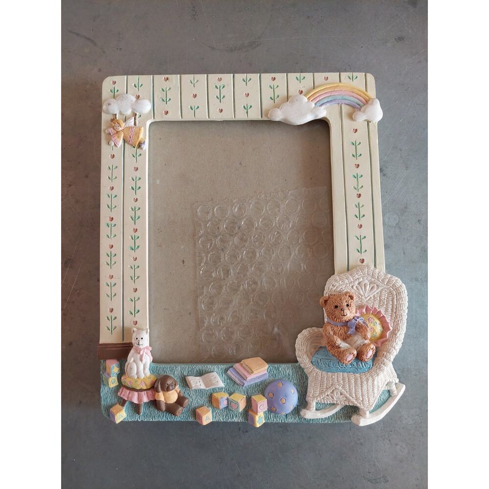 VTG Children's Teddy Bears "Nursery" Ceramic Picture Frame Holds 6 By 4.5 Prints
